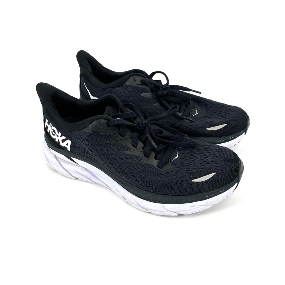 Hoka One One Black and White Sneakers with Cushioned Sole